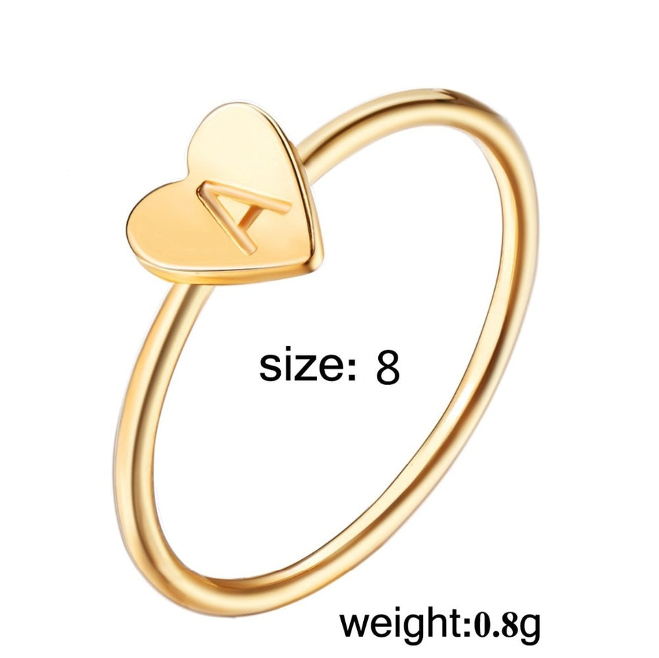 Gold Silver Color Heart Letters Rings For Women Name Ring Set Party Jewelry