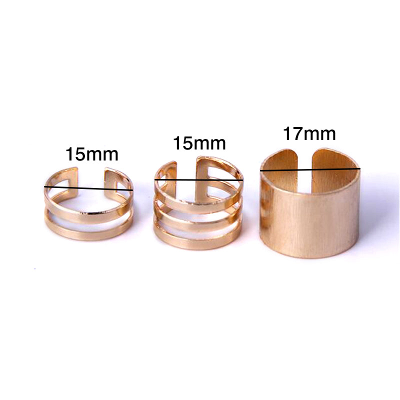 Gold Silver Rings Female Finger Rings Set for Women Jewelry 1 Set/3 Pcs Punk