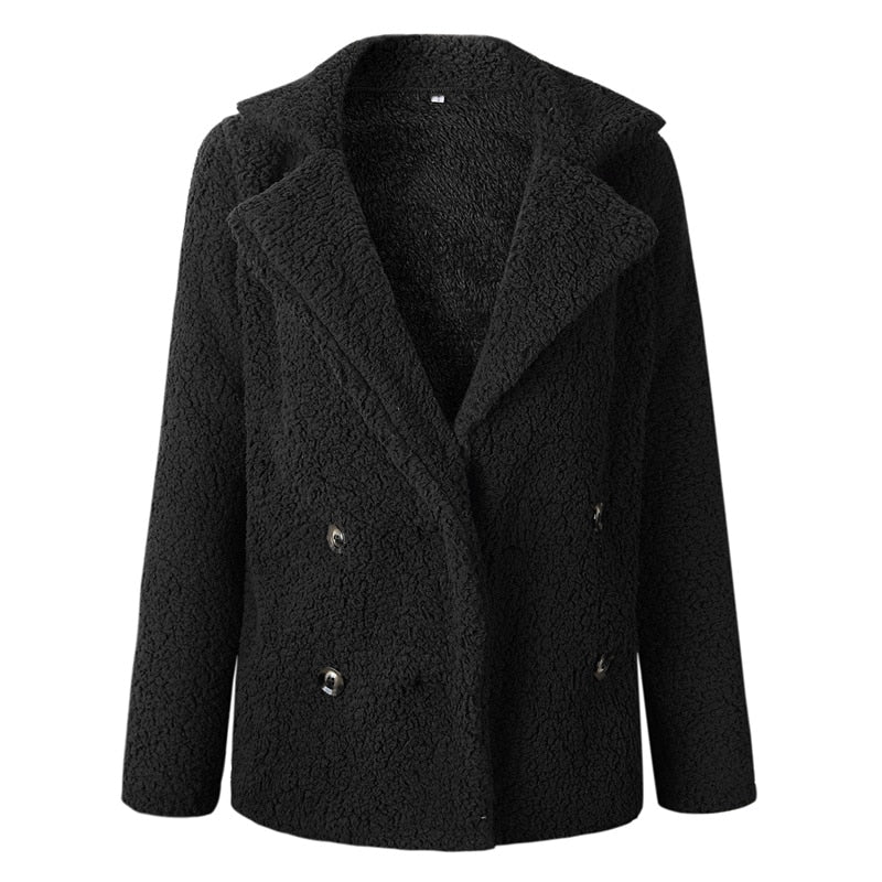 Women Autumn Winter Coat Pocket Button Long Sleeves Newest Arrival - Shopizhu