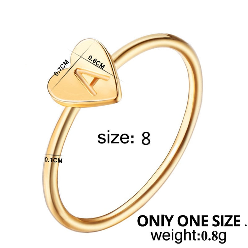 Gold Silver Color Heart Letters Rings For Women Name Ring Set Party Jewelry