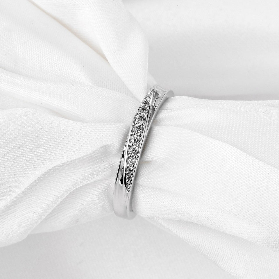 Rose Gold Color Wedding Ring Jewelry Top Quality Simple Cubic Zirconia Lovers