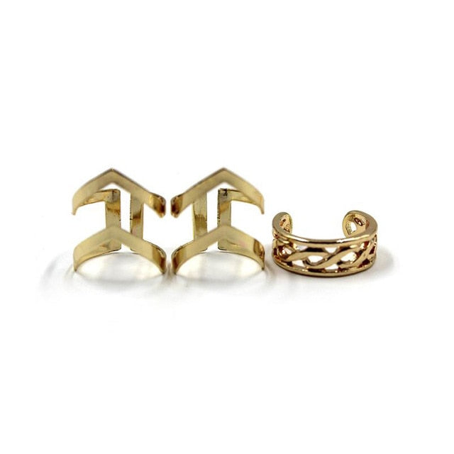 Gold Silver Rings Female Finger Rings Set for Women Jewelry 1 Set/3 Pcs Punk
