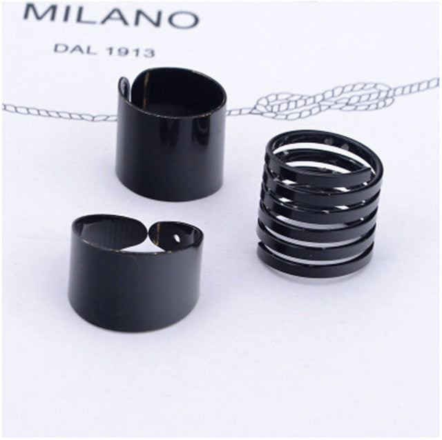 Gold Silver Rings Female Finger Rings Set for Women Jewelry 1 Set/3 Pcs Punk